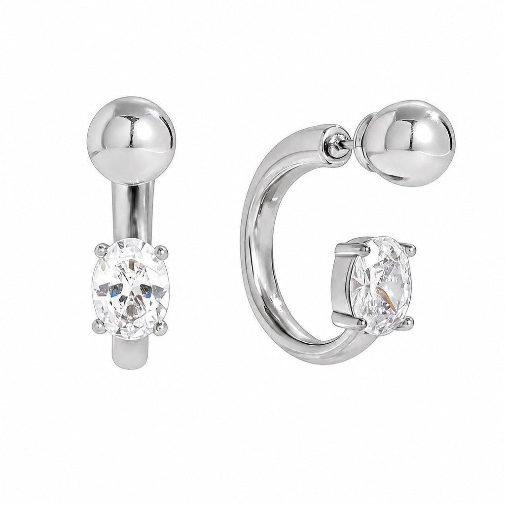 Floating Oval Stone Earrings