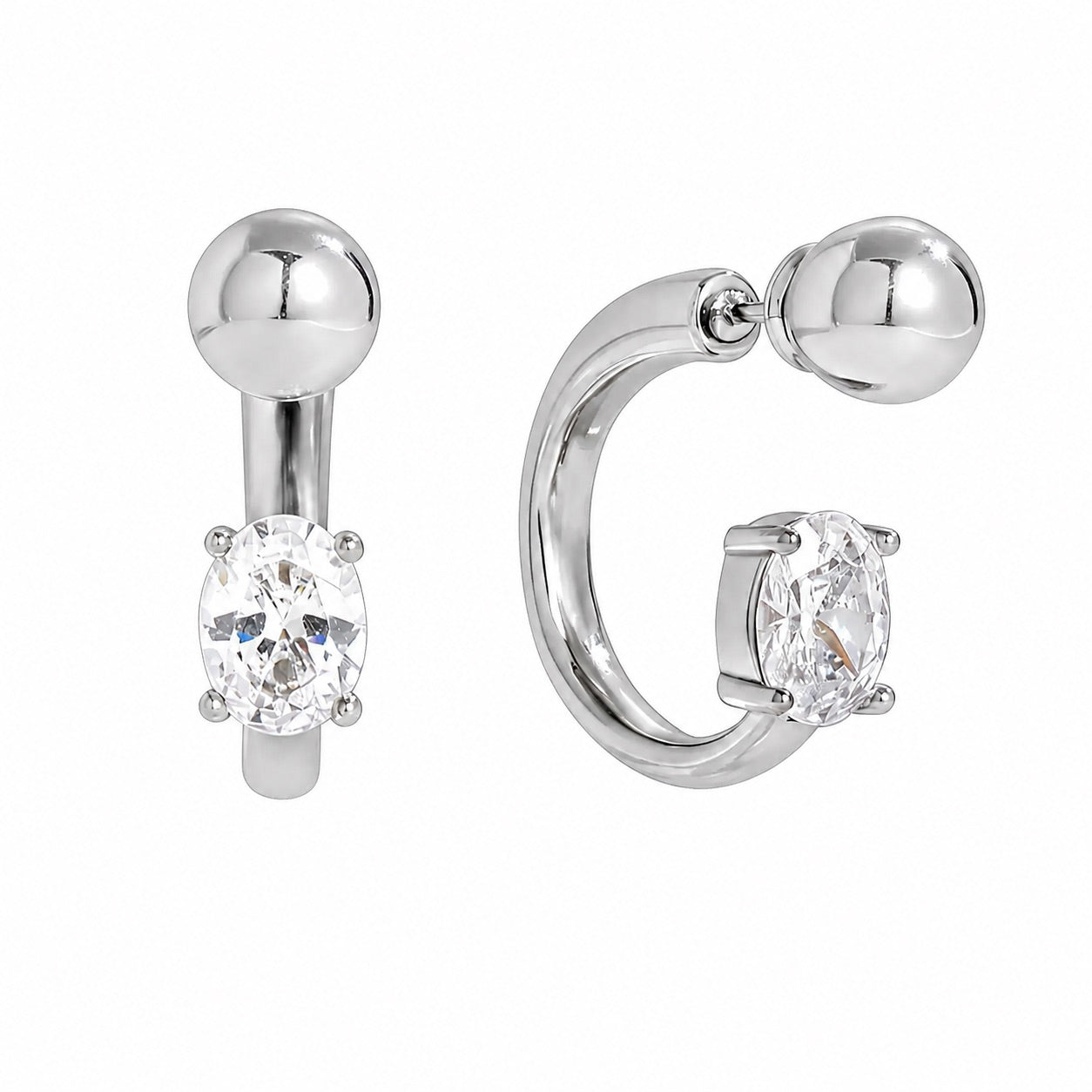 Floating Oval Stone Earrings