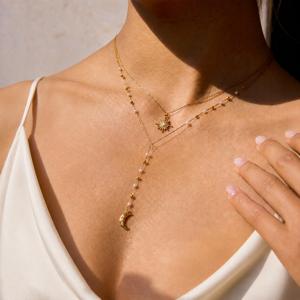 Sun and Moon Pearl Necklace