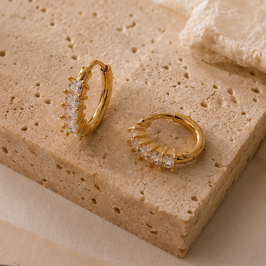 Princess Cut Hoop Earrings