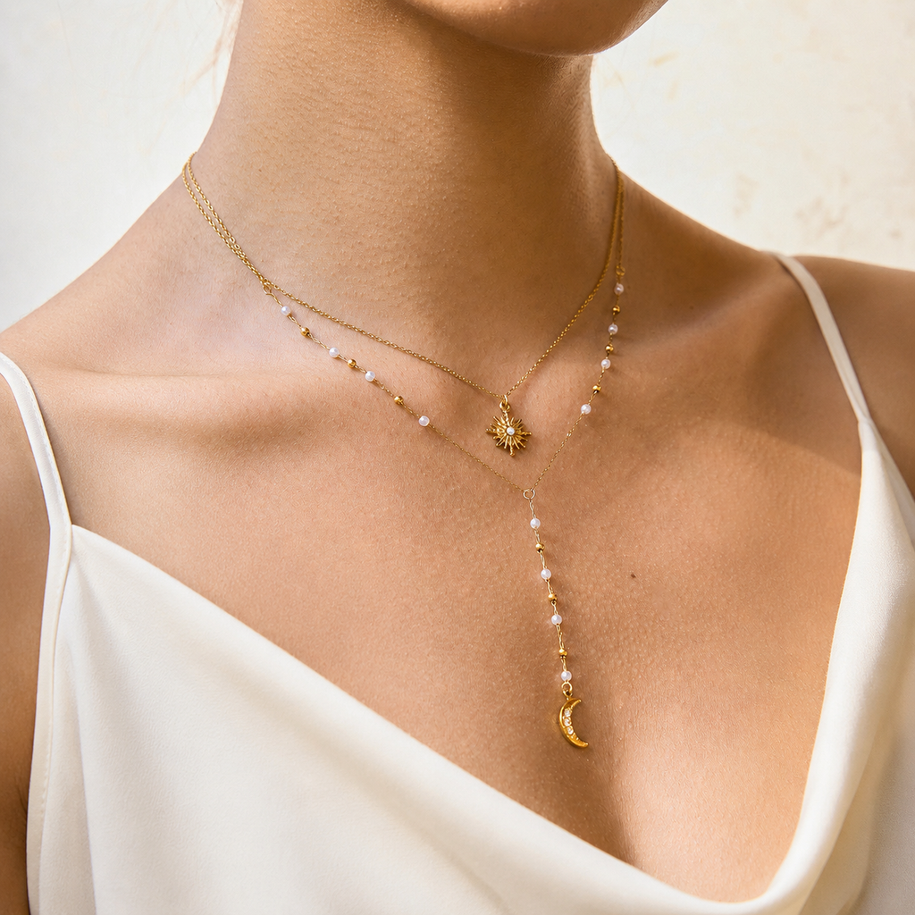 Sun and Moon Pearl Necklace