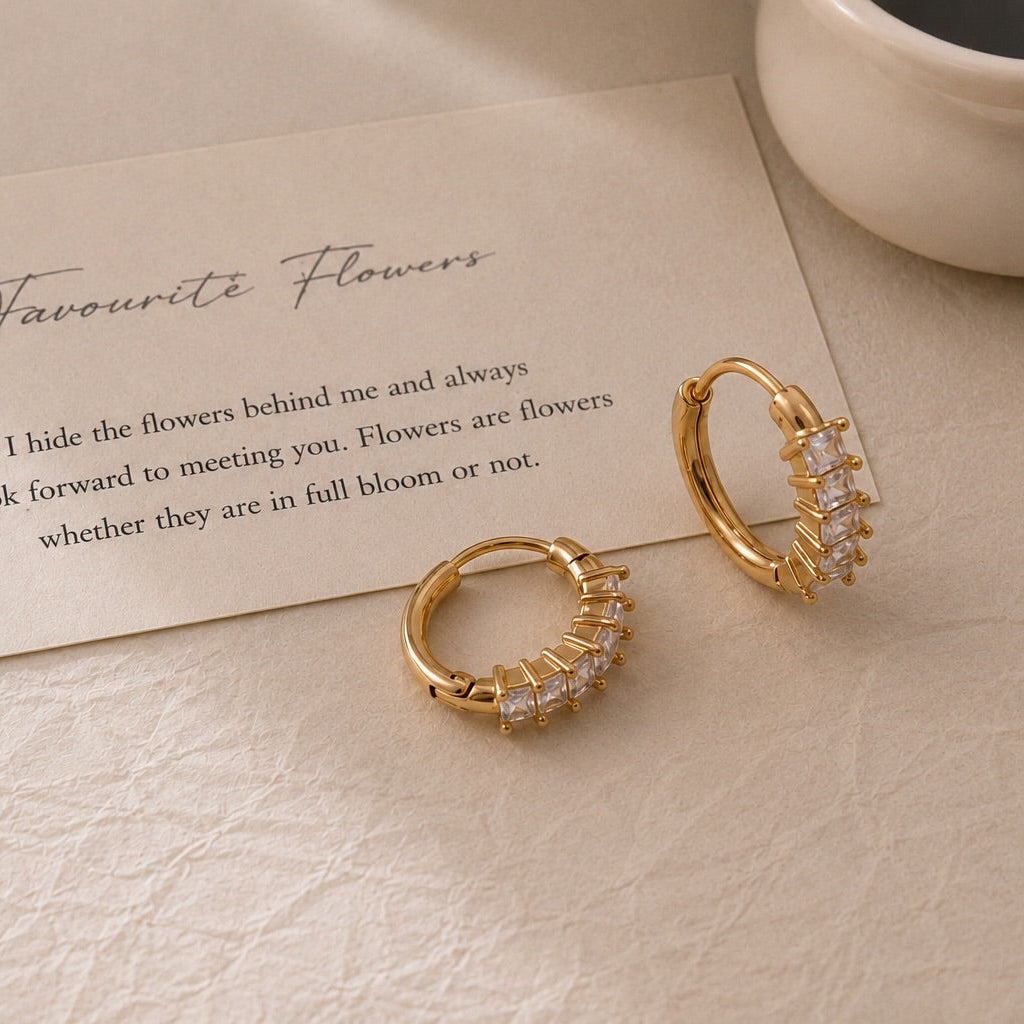 Princess Cut Hoop Earrings