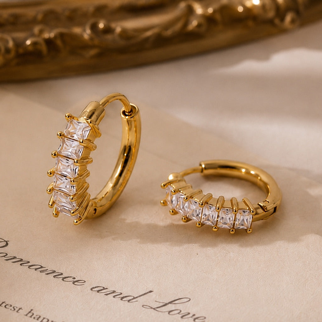Princess Cut Hoop Earrings
