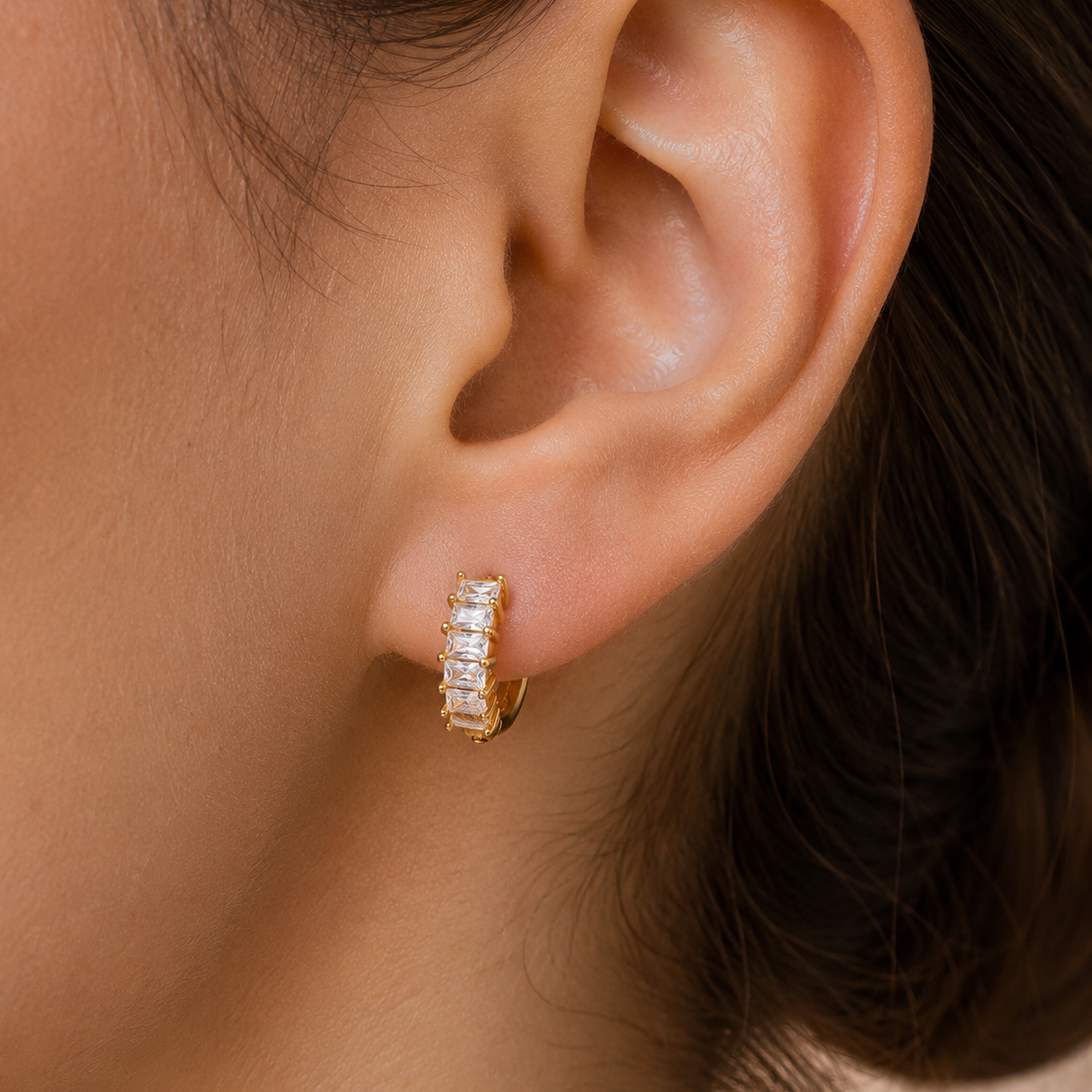 Princess Cut Hoop Earrings