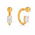Floating Oval Stone Earrings