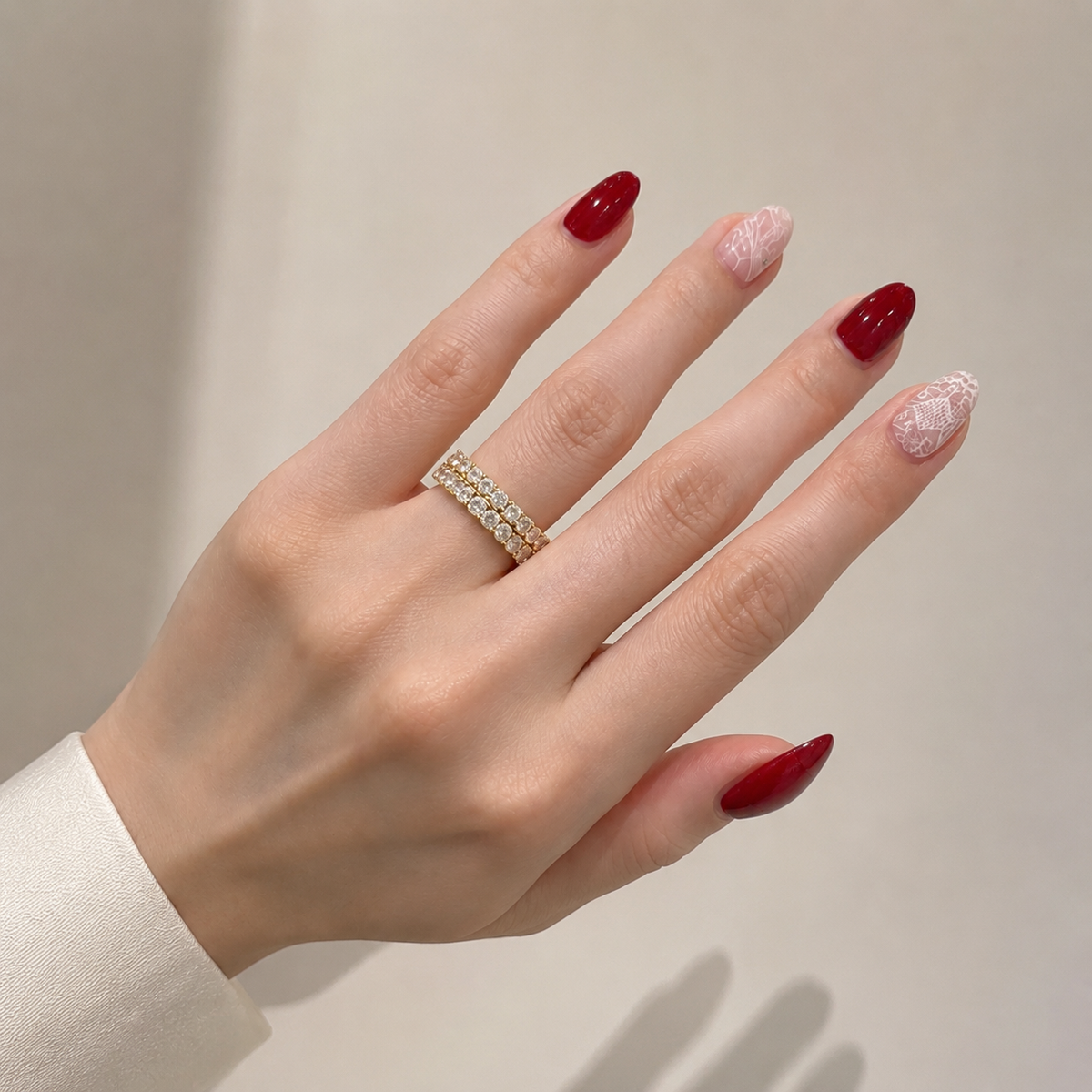 Lustre Double Row Ring