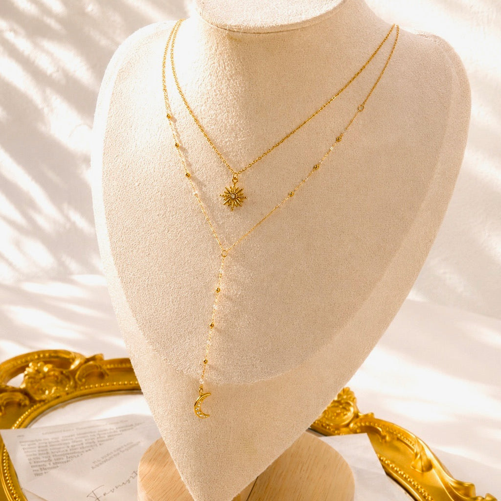 Sun and Moon Pearl Necklace