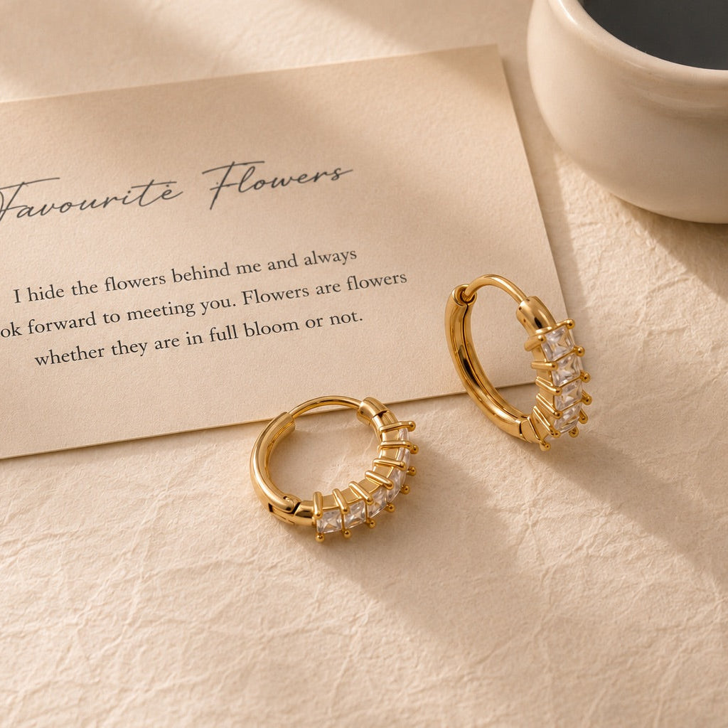 Princess Cut Hoop Earrings