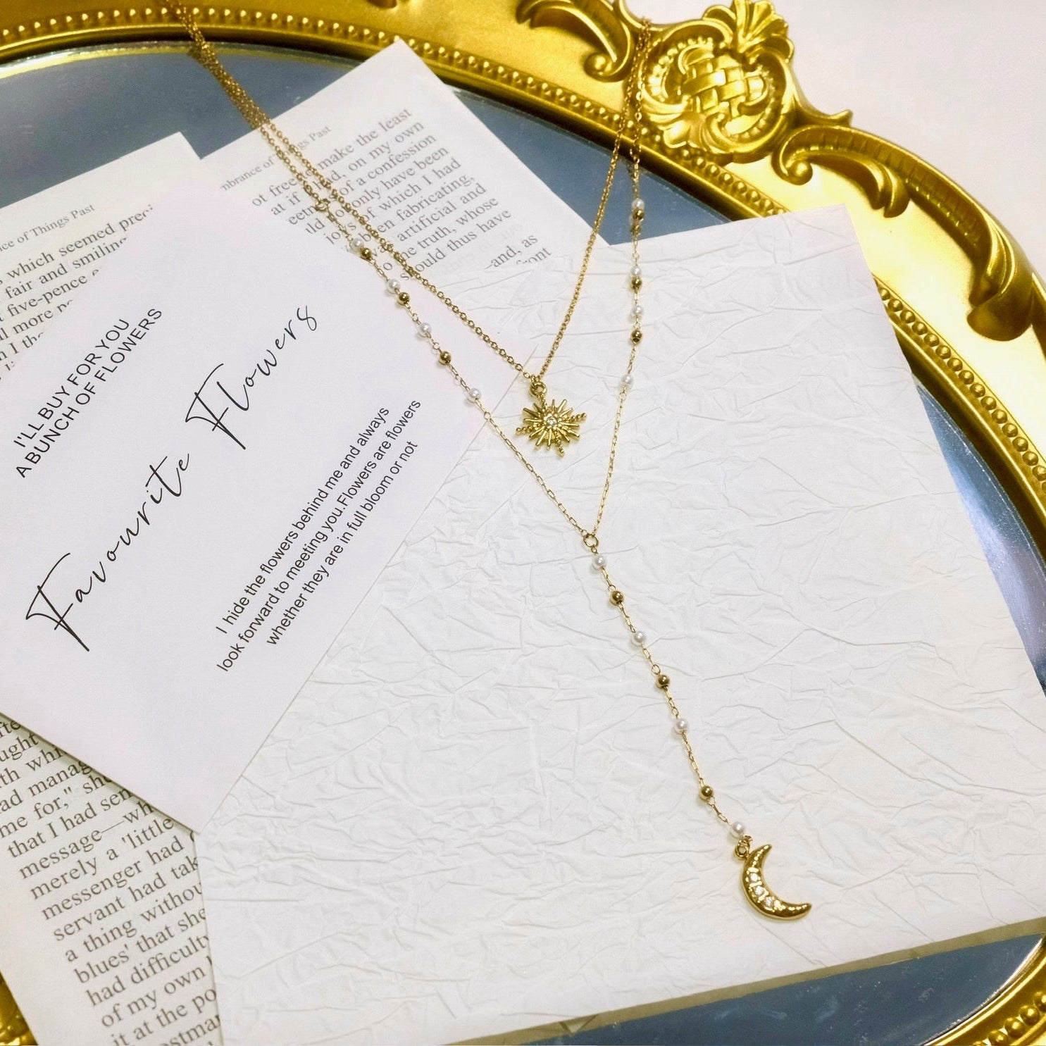 Sun and Moon Pearl Necklace