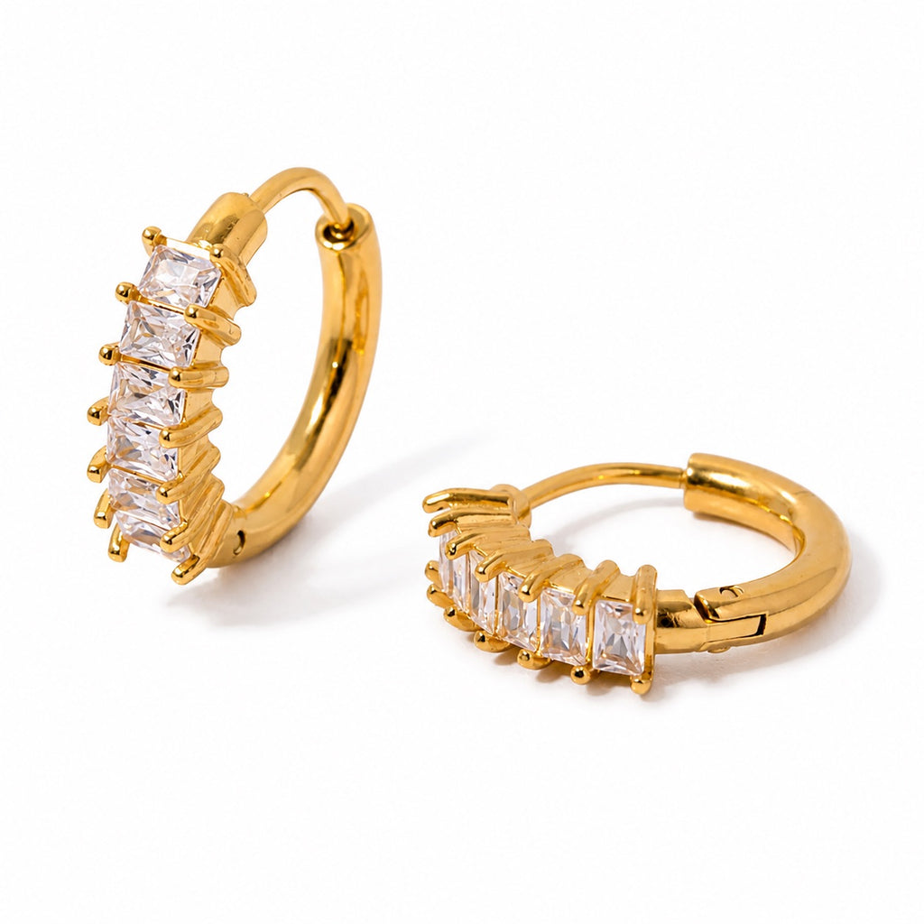 Princess Cut Hoop Earrings