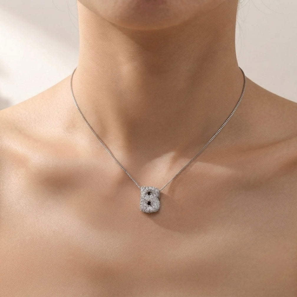 Bubble Initial Necklace- 1 Necklace Chain + 1 initial Charm