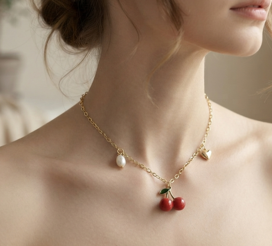 Cherry Heart Necklace
