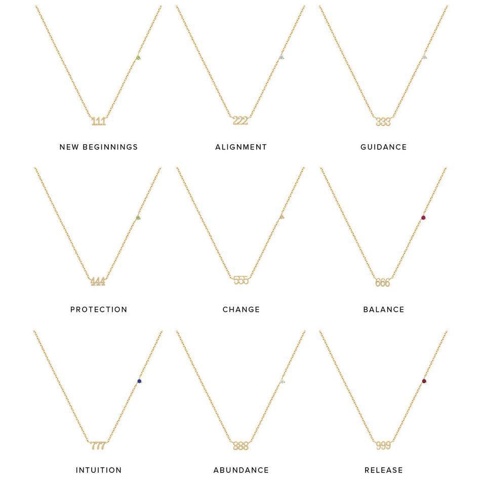 Angel Number Gem Necklace
