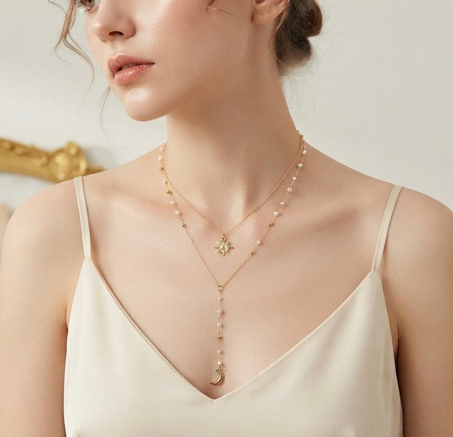 Sun and Moon Pearl Necklace